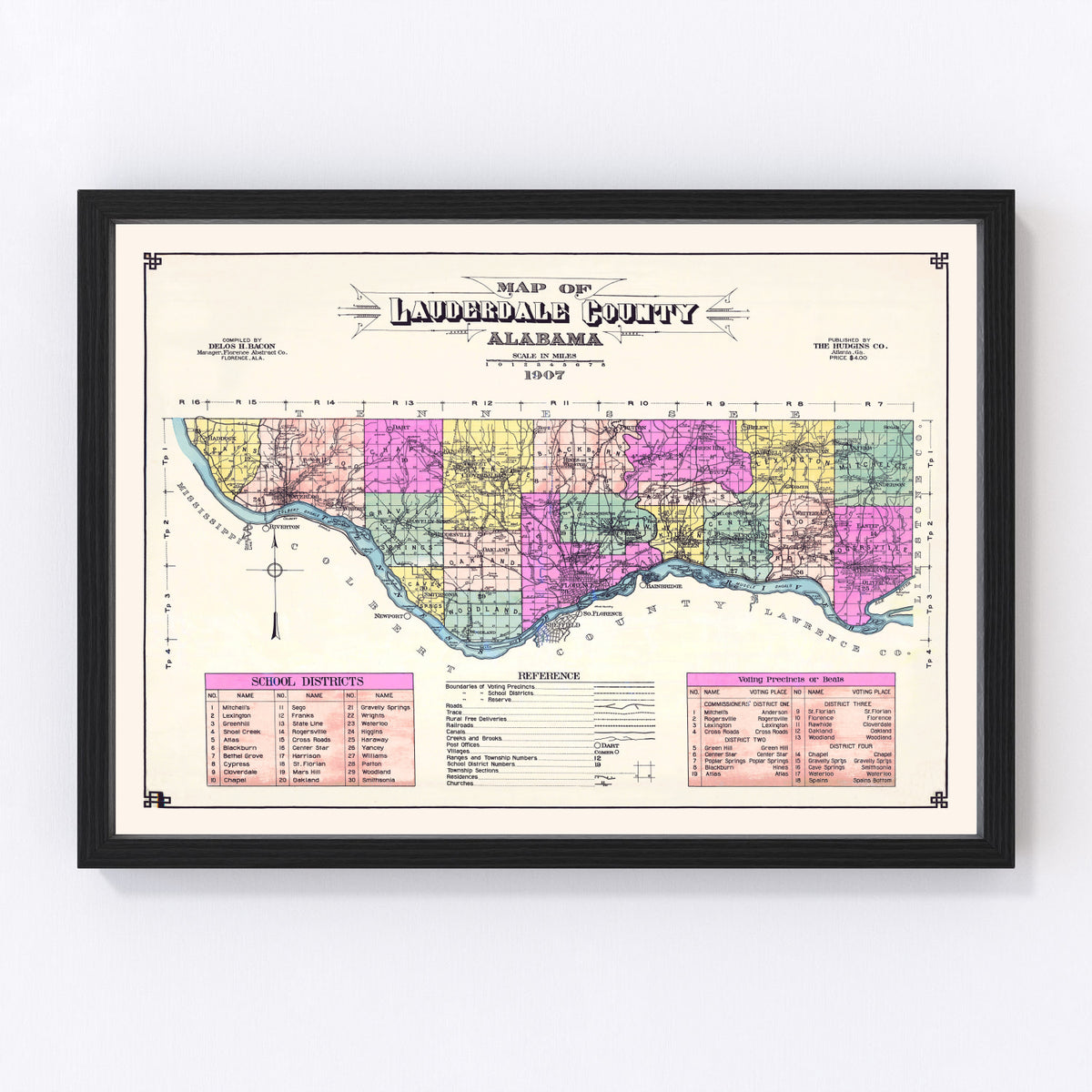 Lauderdale County Vintage Map 1907