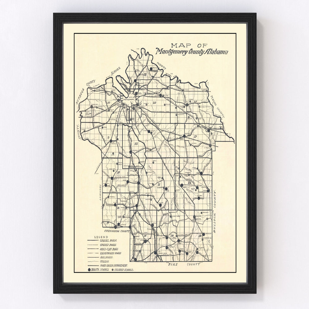 Montgomery County Vintage Map 1918