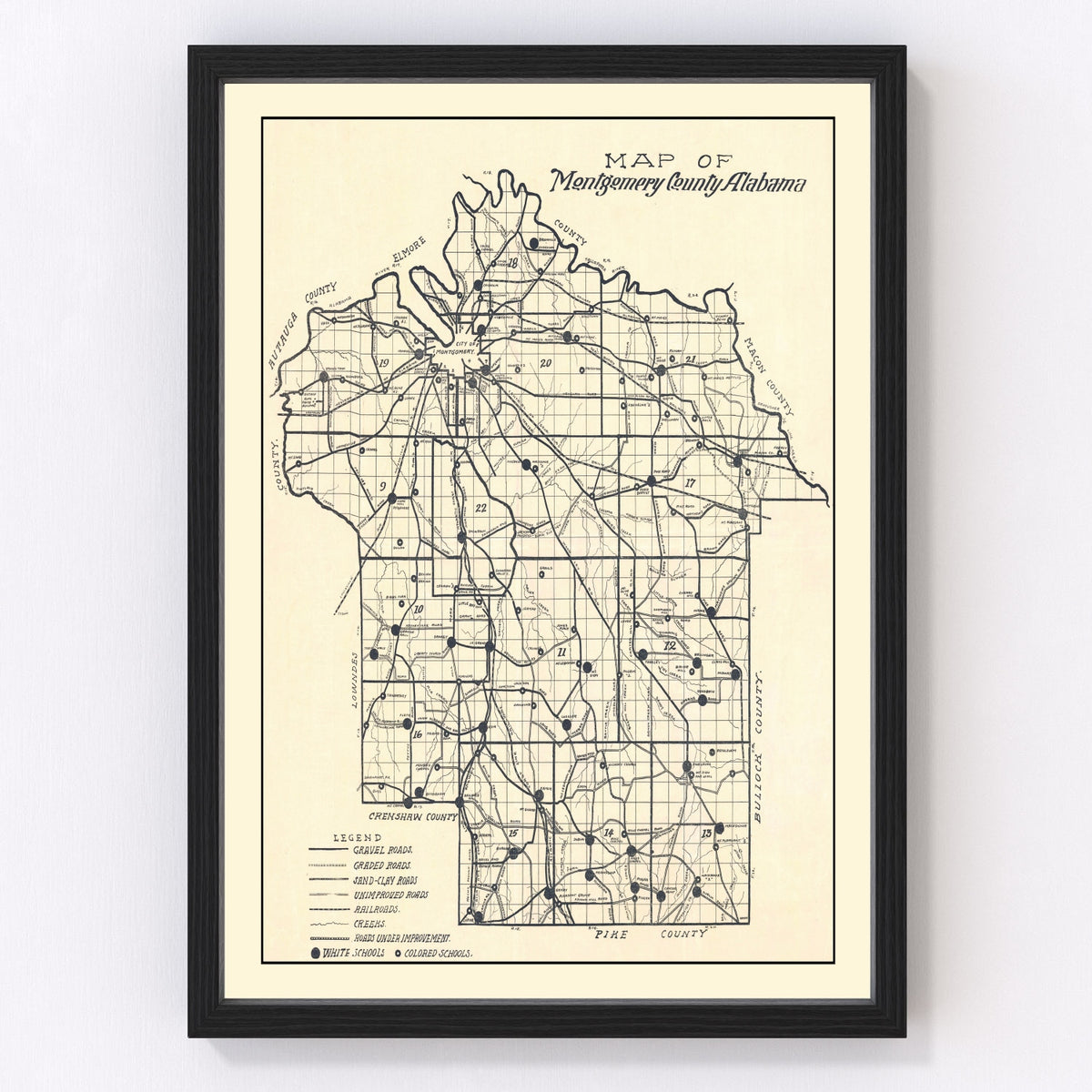 Montgomery County Vintage Map 1918