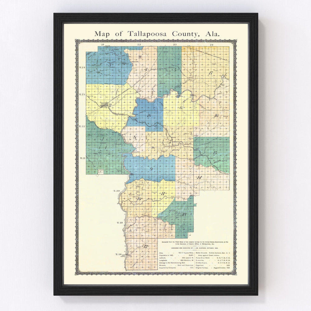 Tallapoosa County Vintage Map 1885
