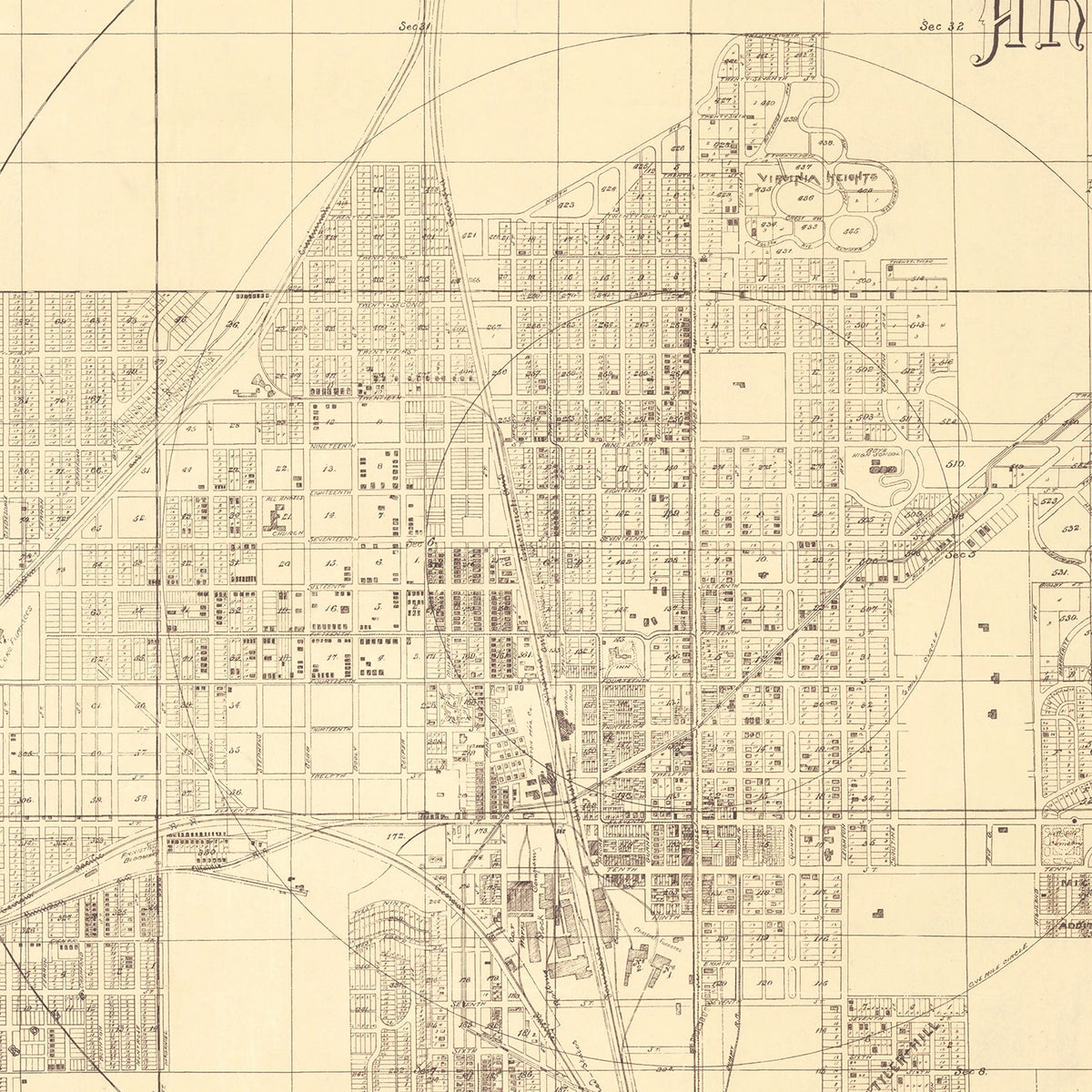 Restored historic details from the 1890 city map of Anniston, Alabama