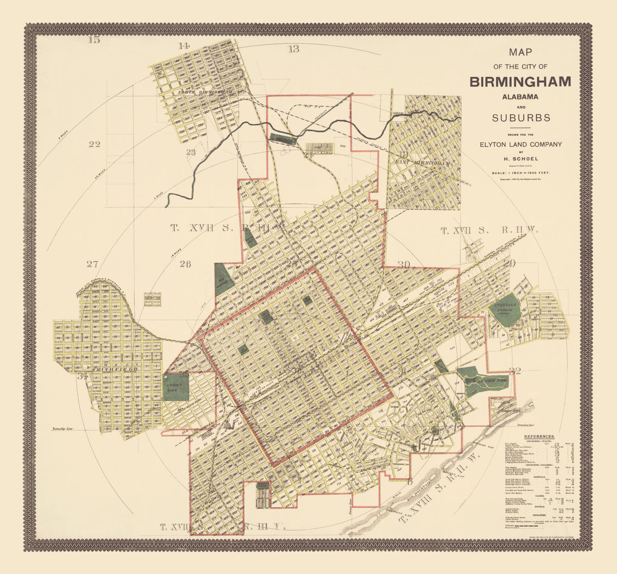 Preview of Vintage Map of Birmingham, Alabama 1888