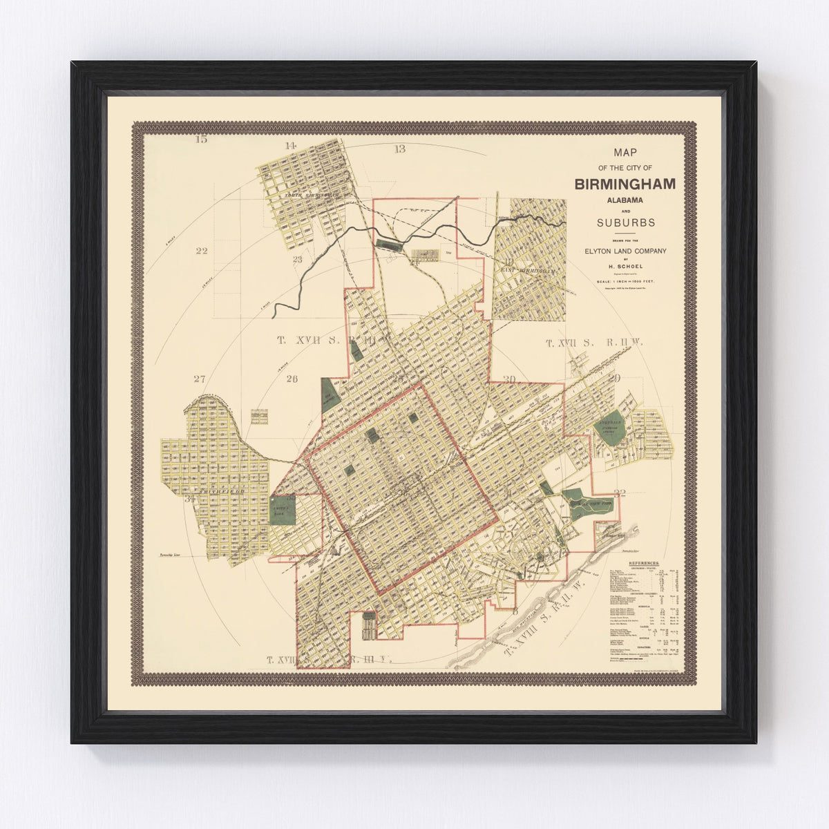 Birmingham Vintage Map 1888