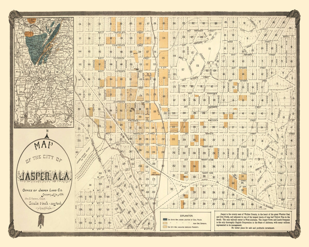 Preview of Vintage Map of Jasper, Alabama 1891