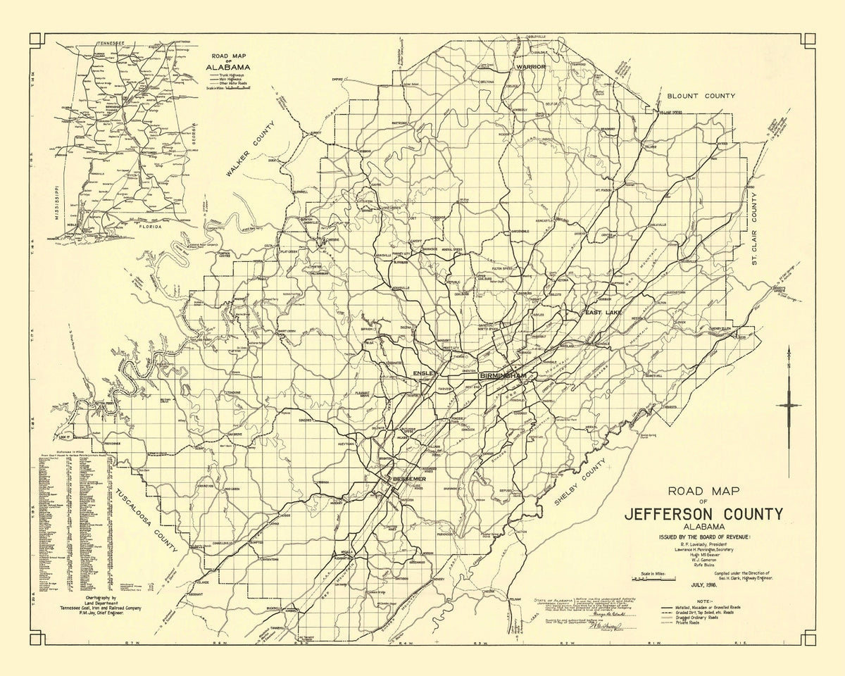 Preview of Vintage Map of Jefferson County, Alabama 1916
