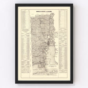 Mobile County Vintage Map 1915