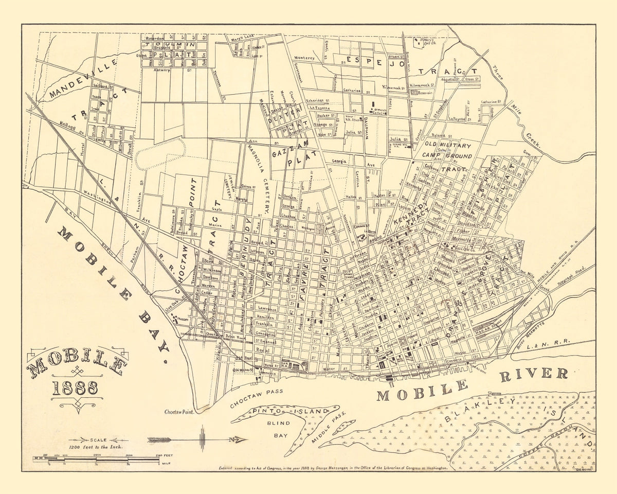 Preview of Vintage Map of Mobile, Alabama 1888