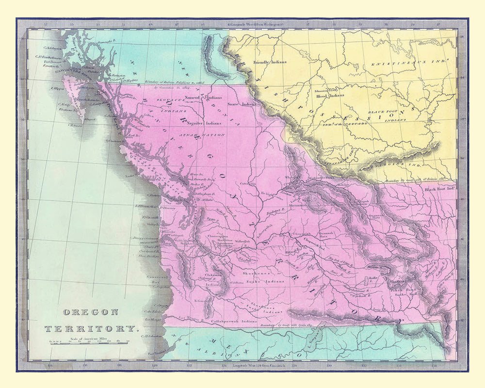 Vintage Map of Washington 1842 print style example