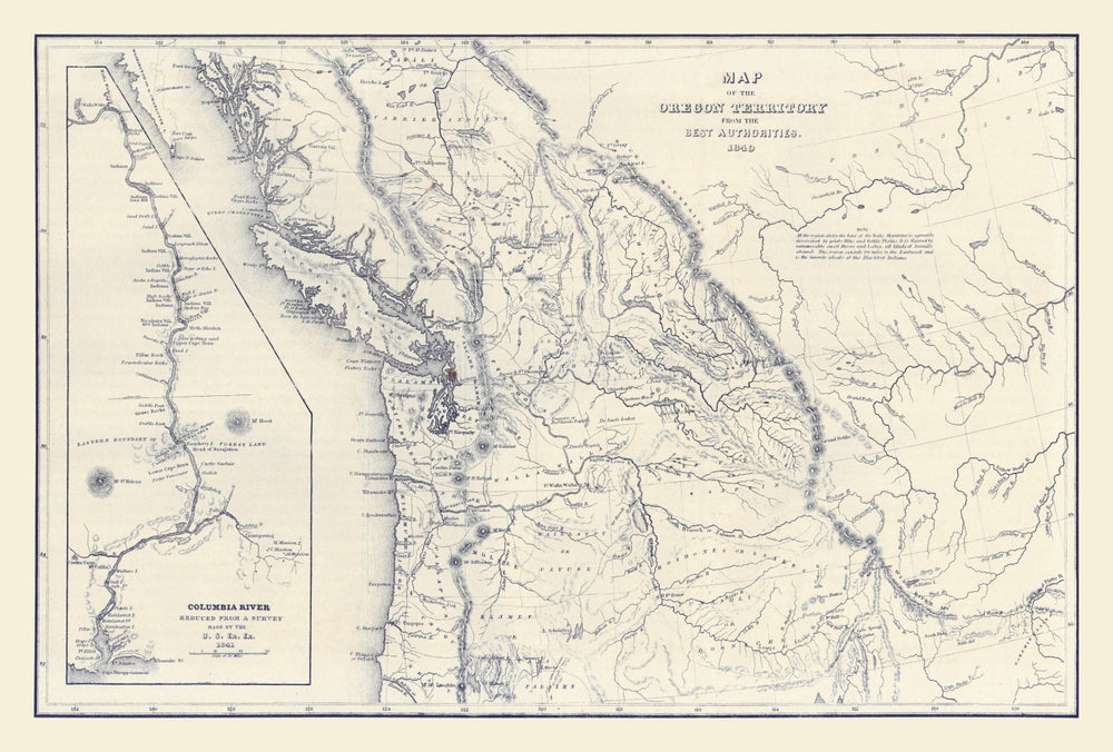 Vintage Map of Washington 1849 print style example