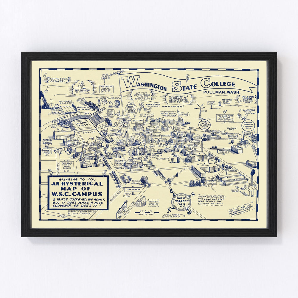 Washington State University Vintage Map 1946