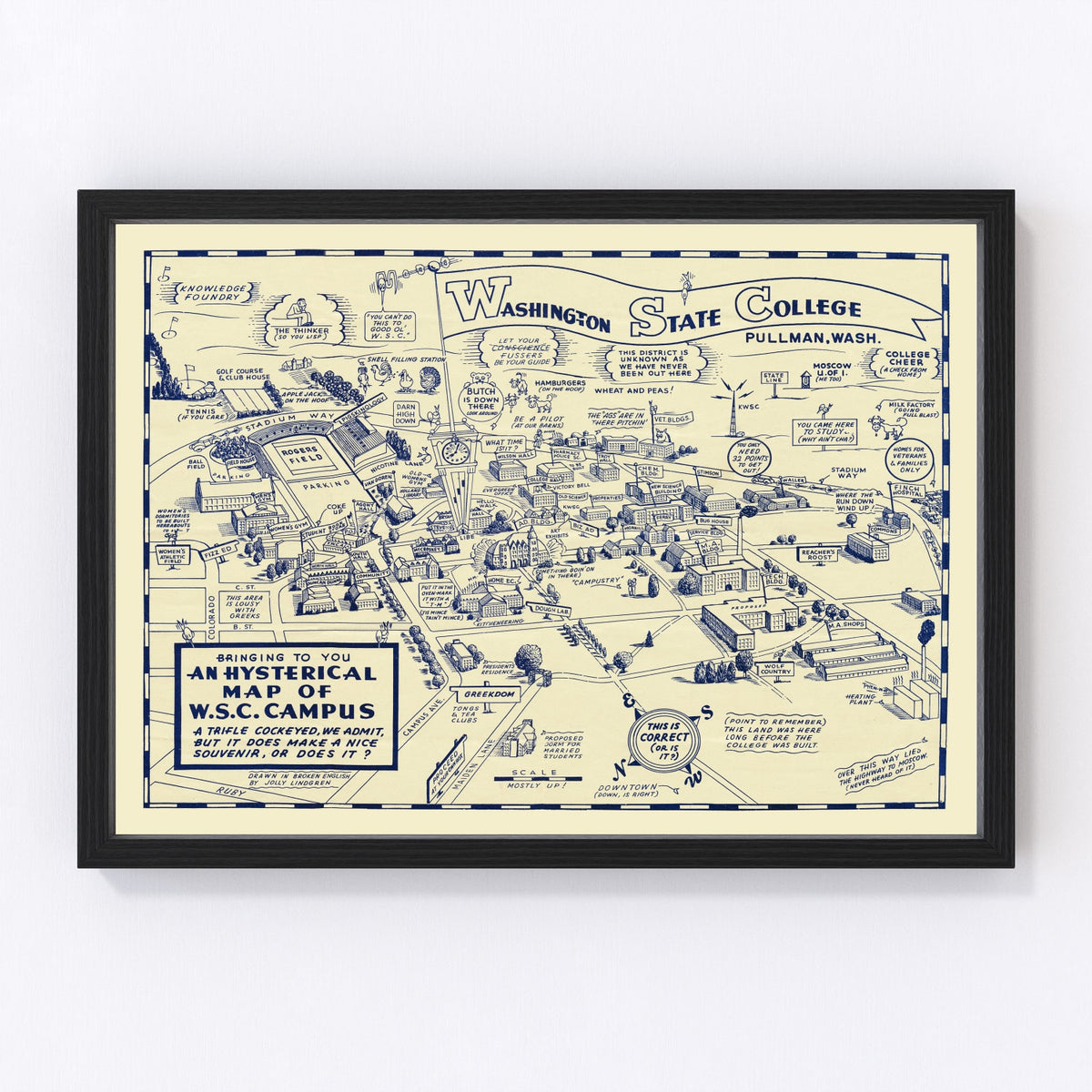 Washington State University Vintage Map 1946