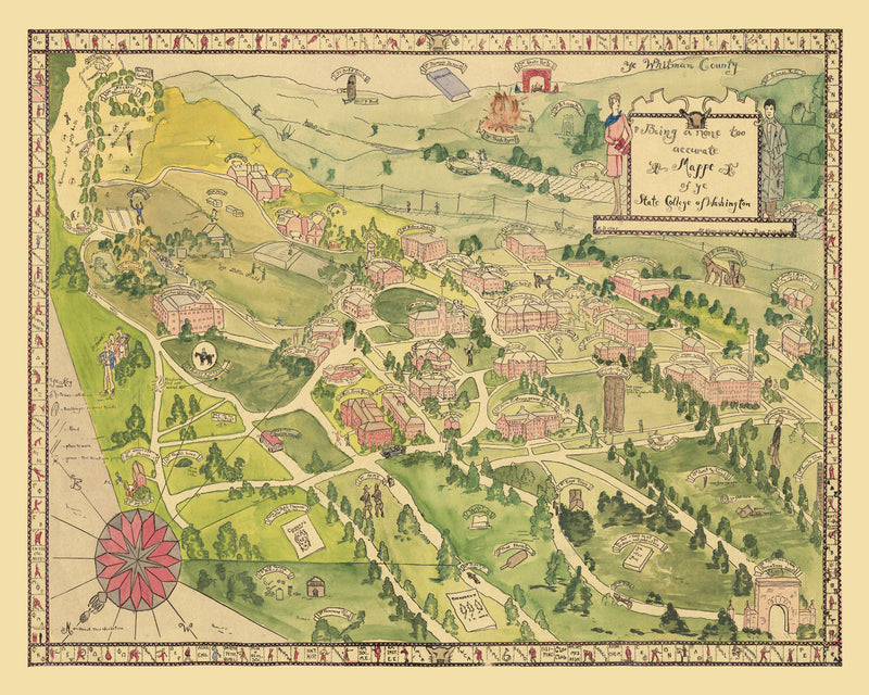 Size comparison using Vintage Map of Washington State University, 1928
