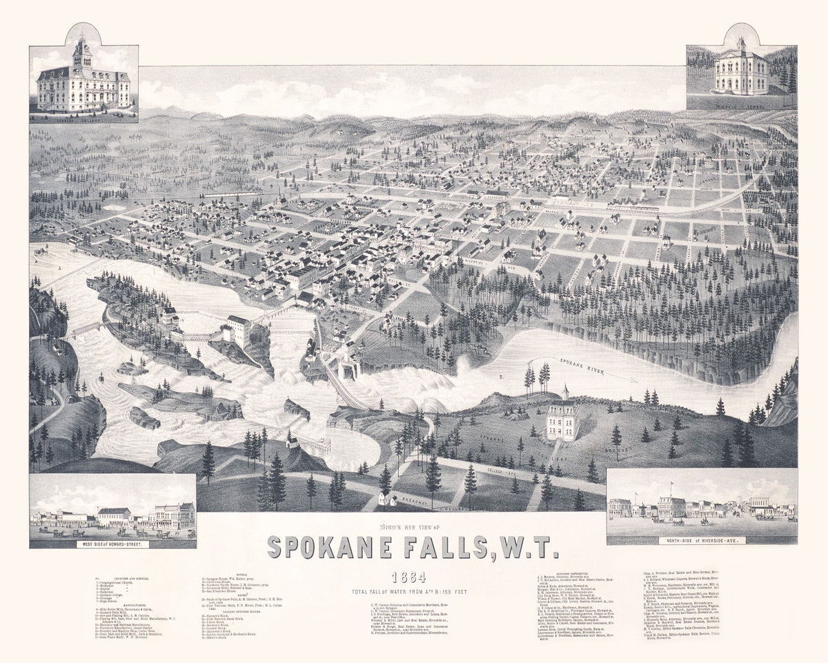 Preview of Vintage Map of Spokane Falls, Washington 1884