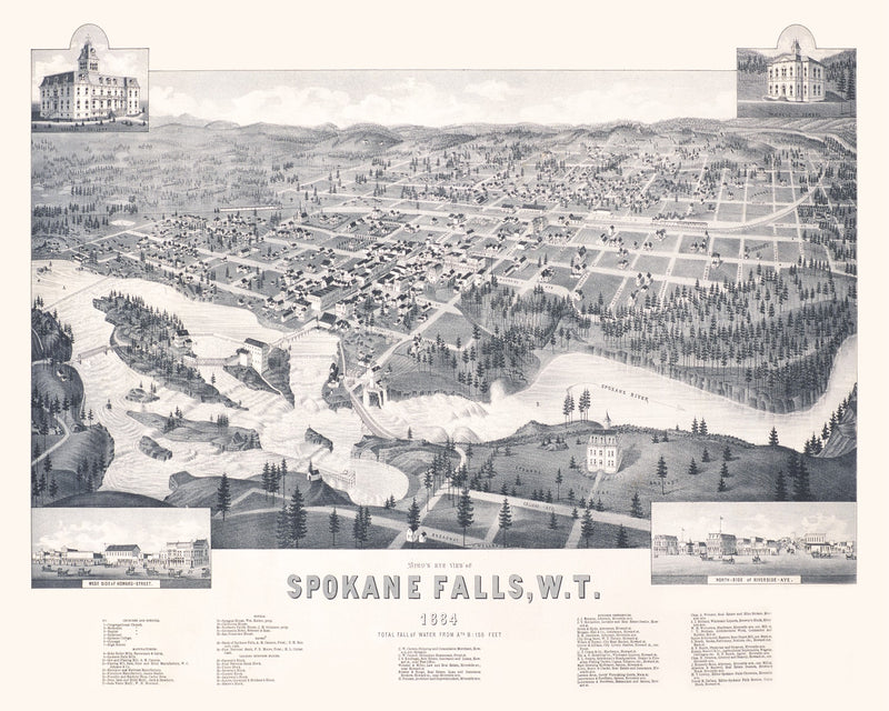 Size comparison using Vintage Map of Spokane Falls, Washington 1884