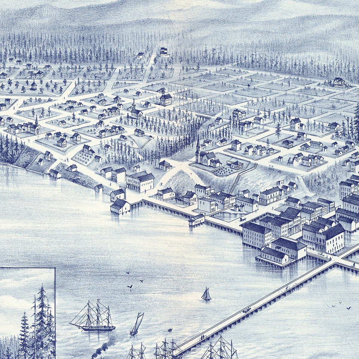 Restored historic details from the 1889 city map of Whatcom, Washington