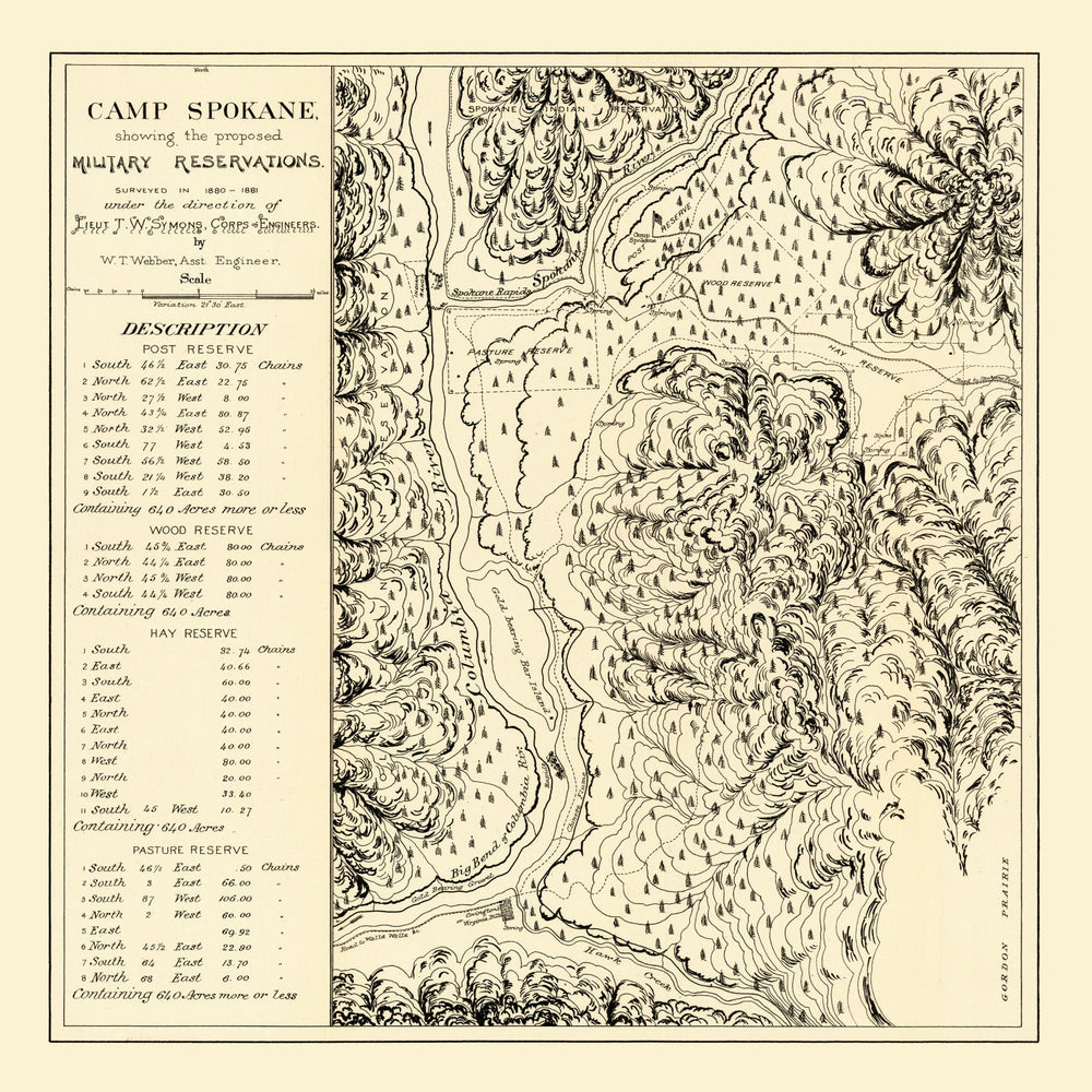 Vintage Map of Camp Spokane, 1882 print style example