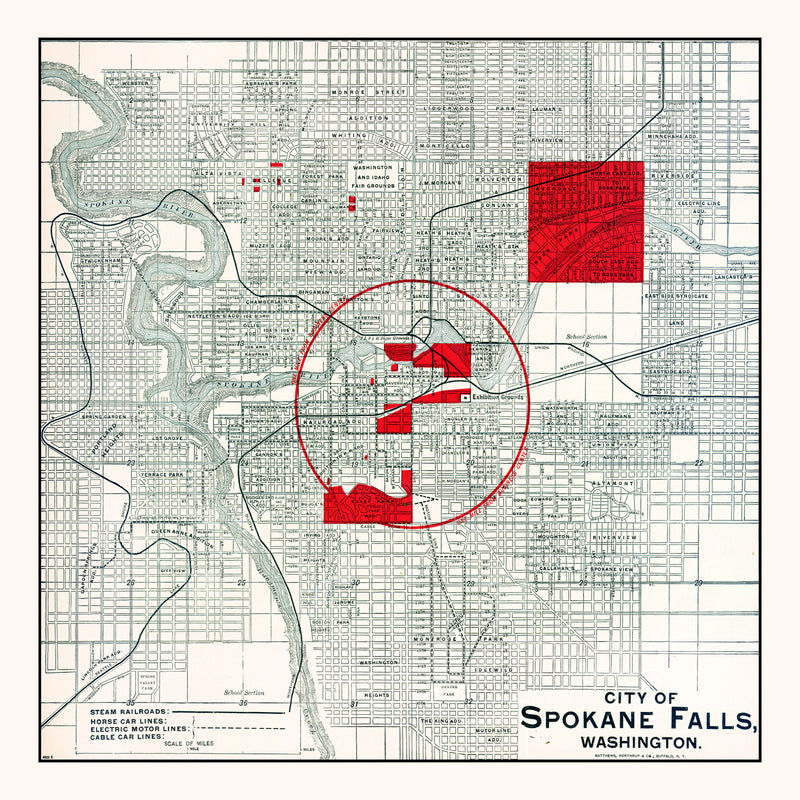 Size comparison using Vintage Map of Spokane Falls, Washington 1890