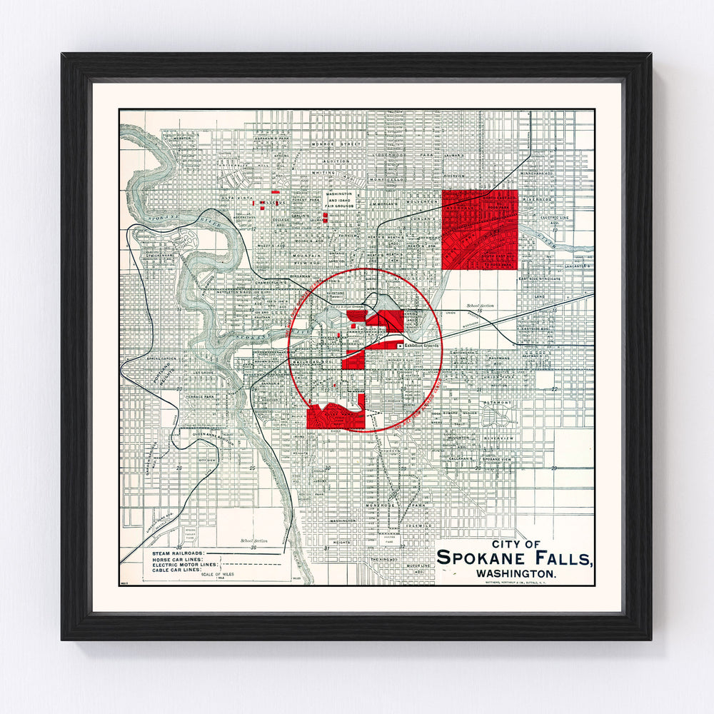 Spokane Falls Vintage Map 1890