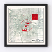 Spokane Falls Vintage Map 1890
