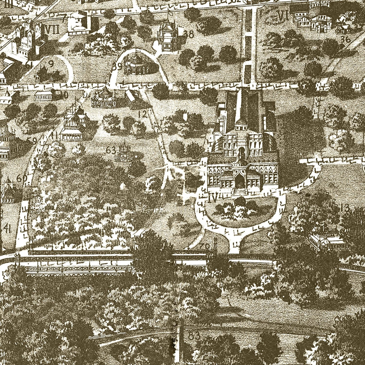 Restored historic details from the 1876 city map of Philadelphia, Pennsylvania