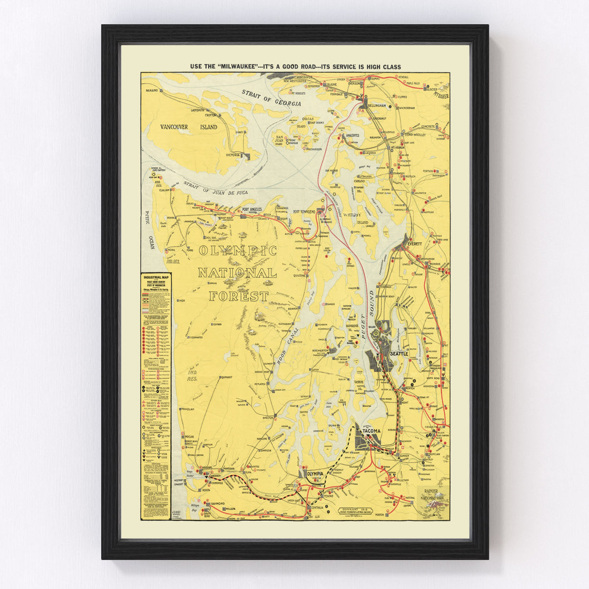 Puget Sound Country Vintage Map 1916