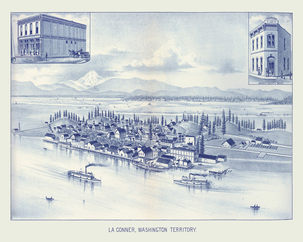 Vintage Map of La Conner, Washington 1889 print style example