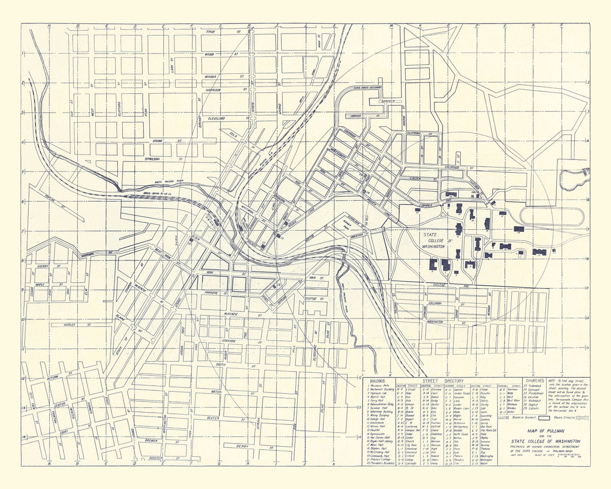 Preview of Vintage Map of Washington State University, 1920