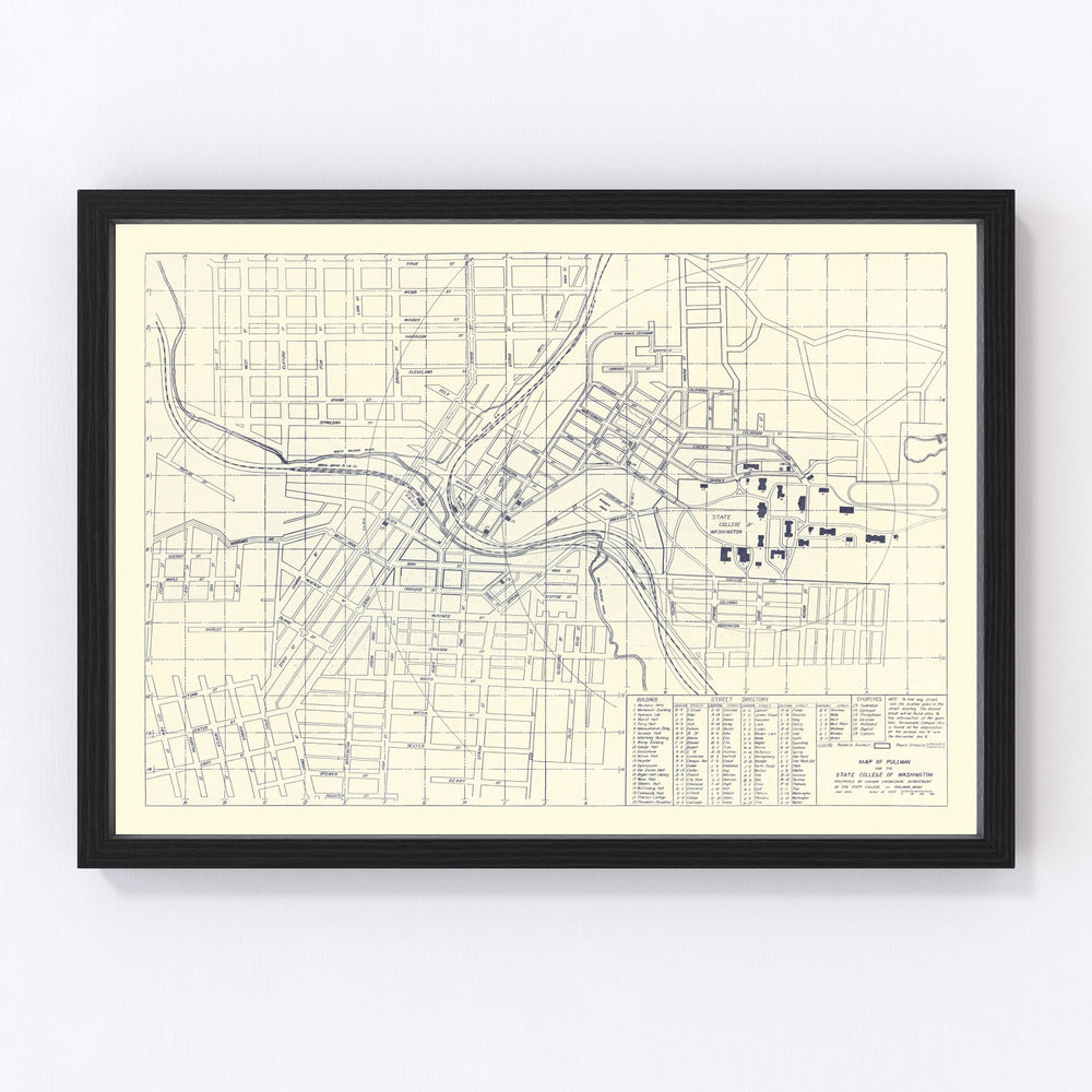 Washington State University Vintage Map 1920