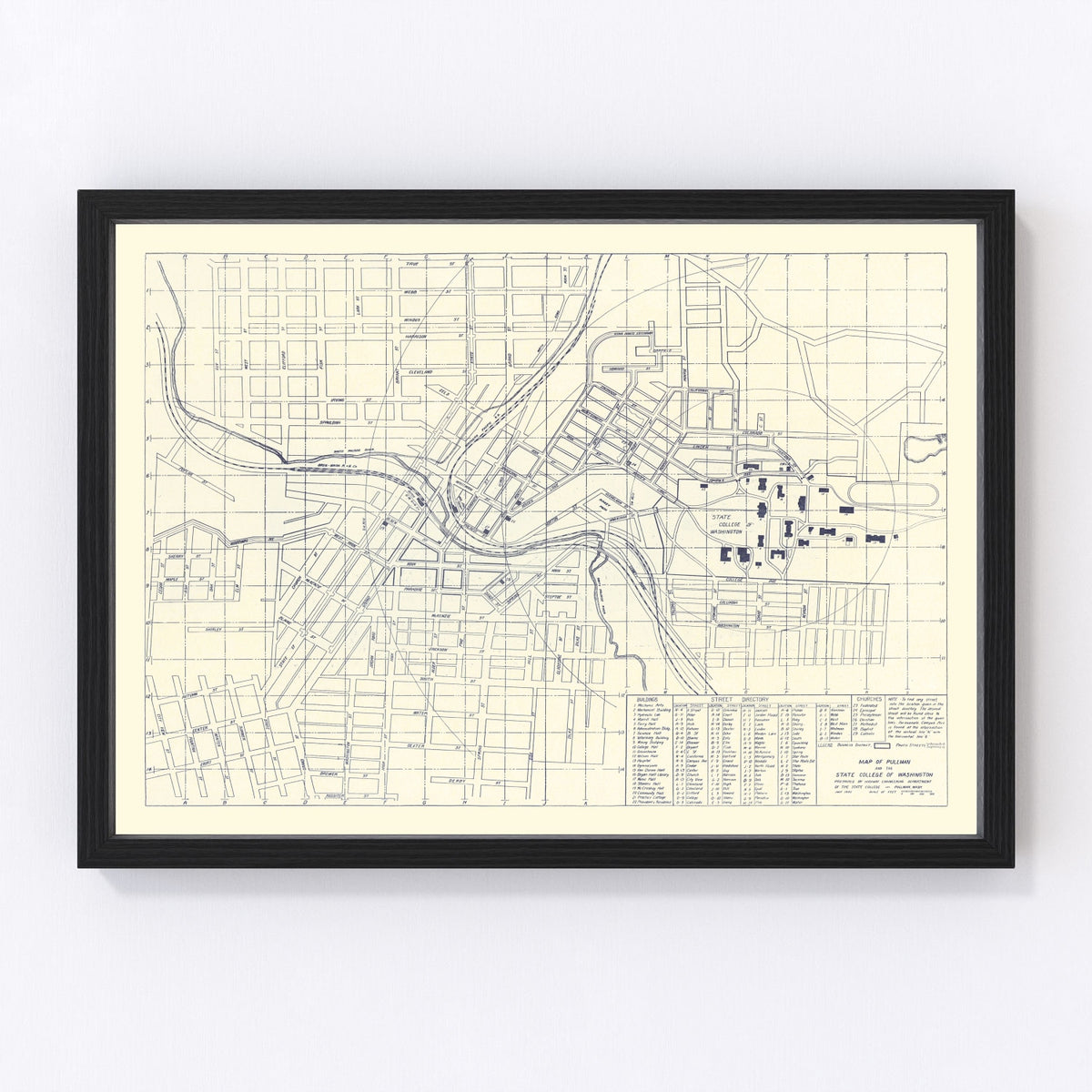 Washington State University Vintage Map 1920
