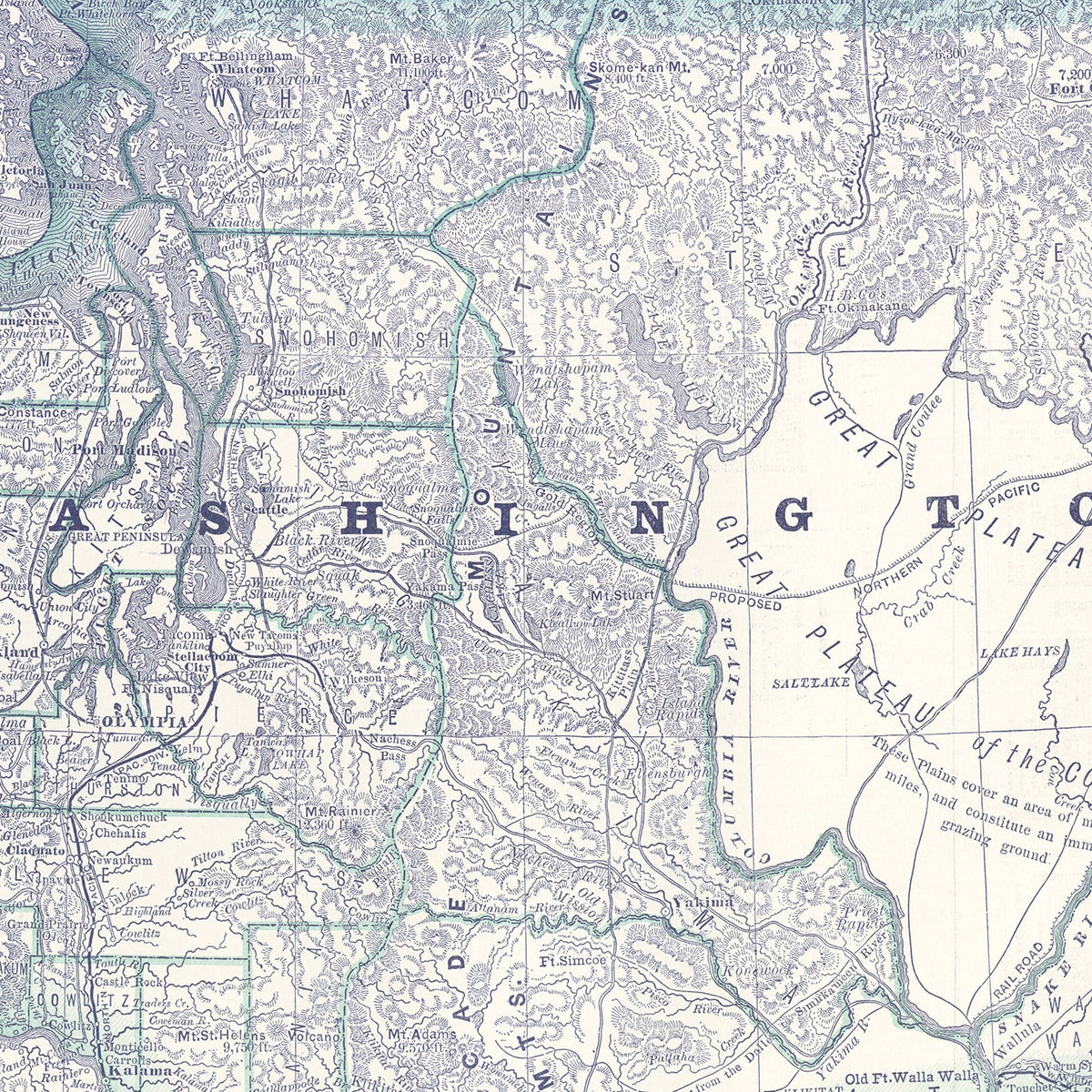 Restored historic details from the 1881 state map of County, Washington