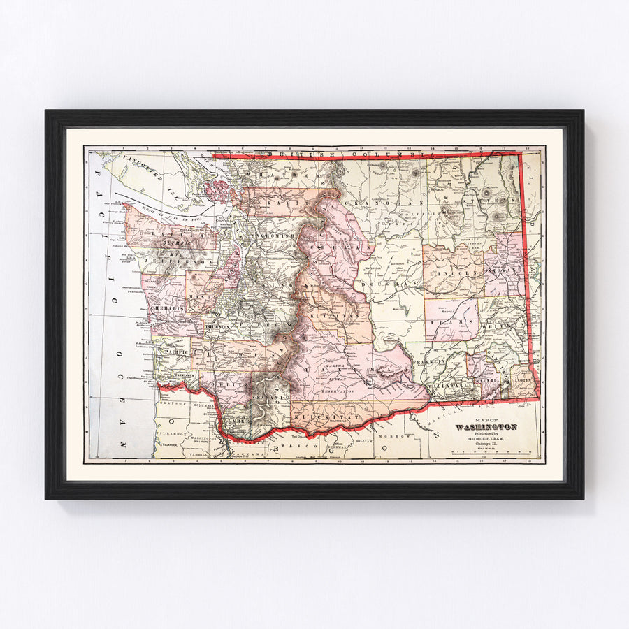 Washington Vintage Map 1904