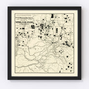 Spokane Mining Districts Vintage Map 1909