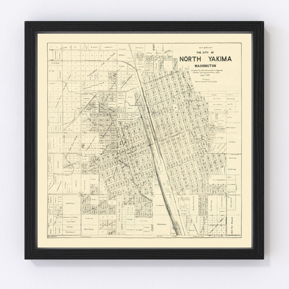 North Yakima Vintage Map 1908