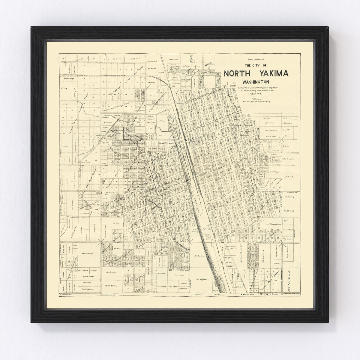 North Yakima Vintage Map 1908