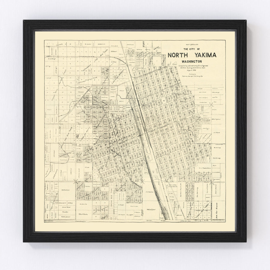 North Yakima Vintage Map 1908