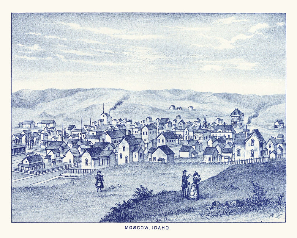 Vintage Map of Moscow, Washington 1889 print style example