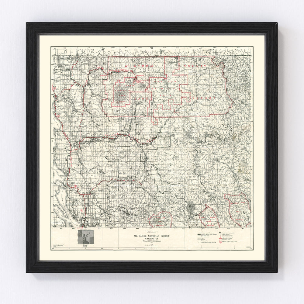 Mt. Baker National Forest Vintage Map 1931