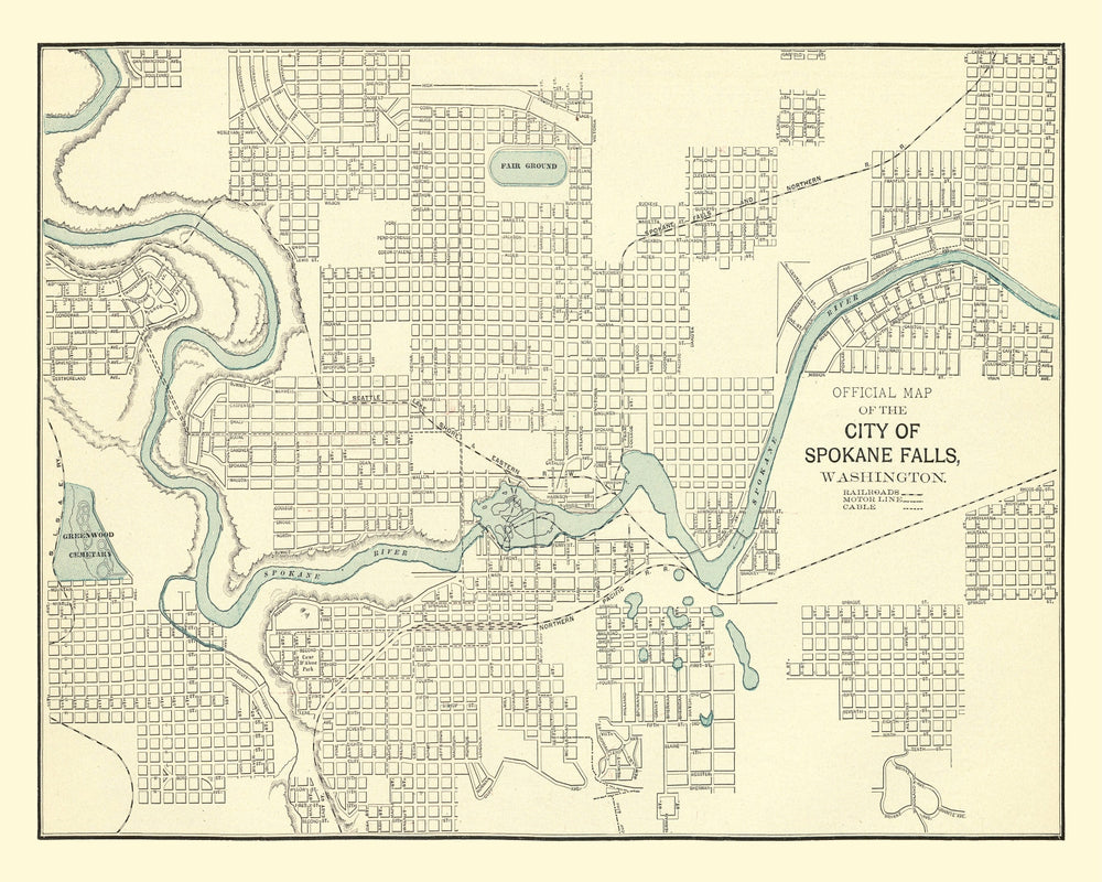 Vintage Map of Spokane Falls, Washington 1895 print style example