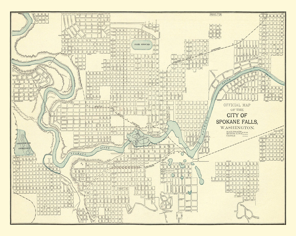 Preview of Vintage Map of Spokane Falls, Washington 1895