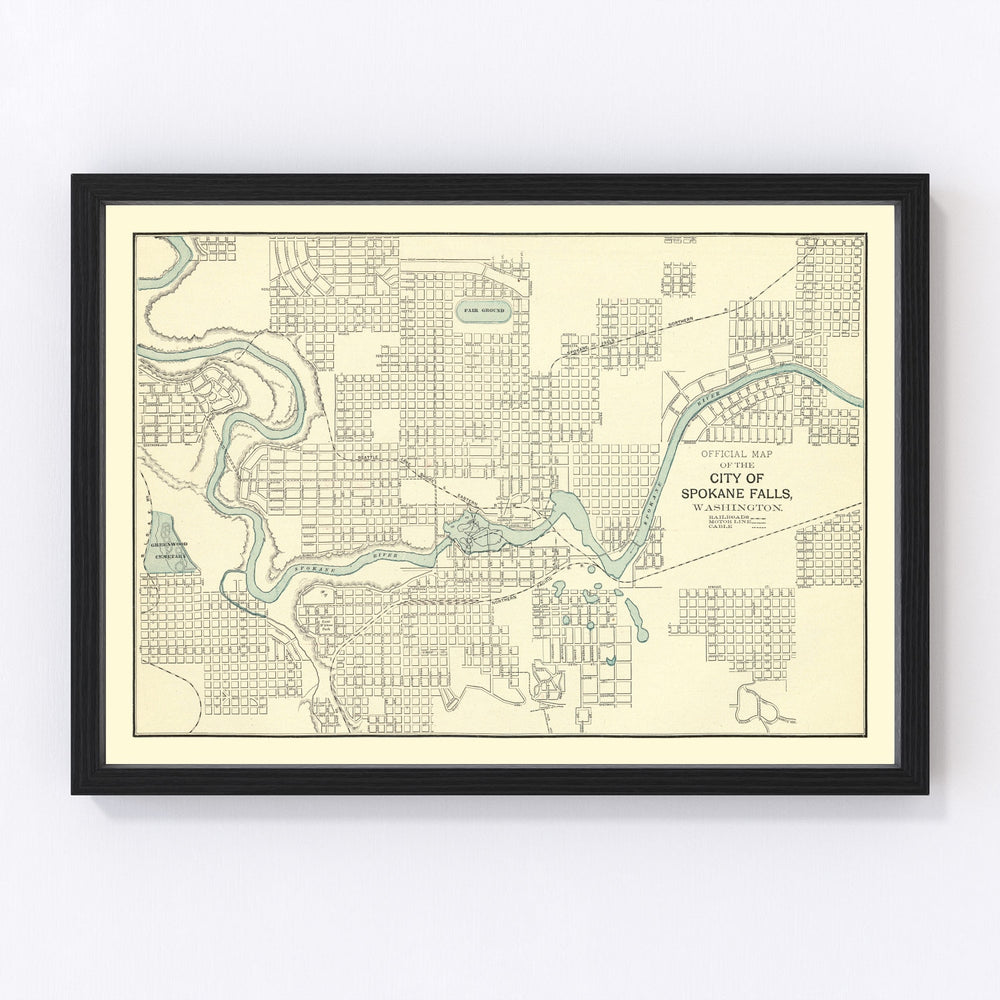 Spokane Falls Vintage Map 1895