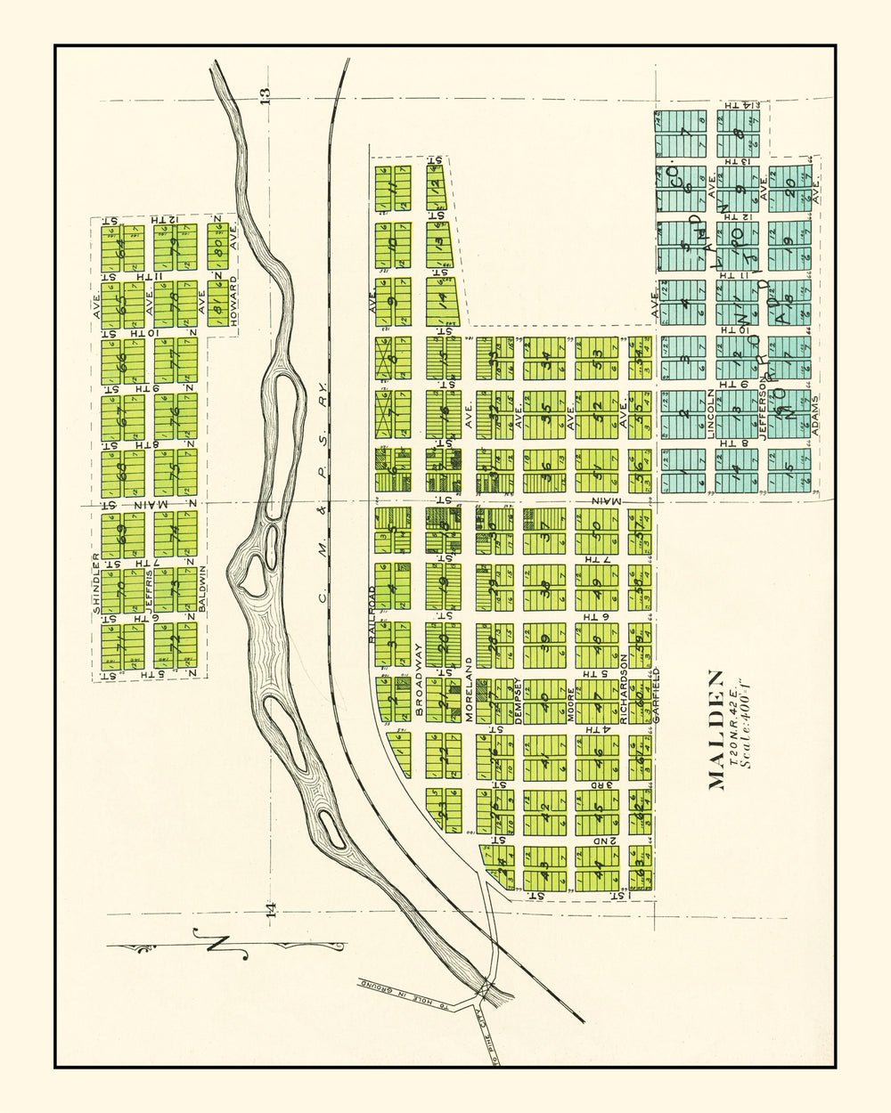Vintage Map of Malden, Washington 1910 print style example