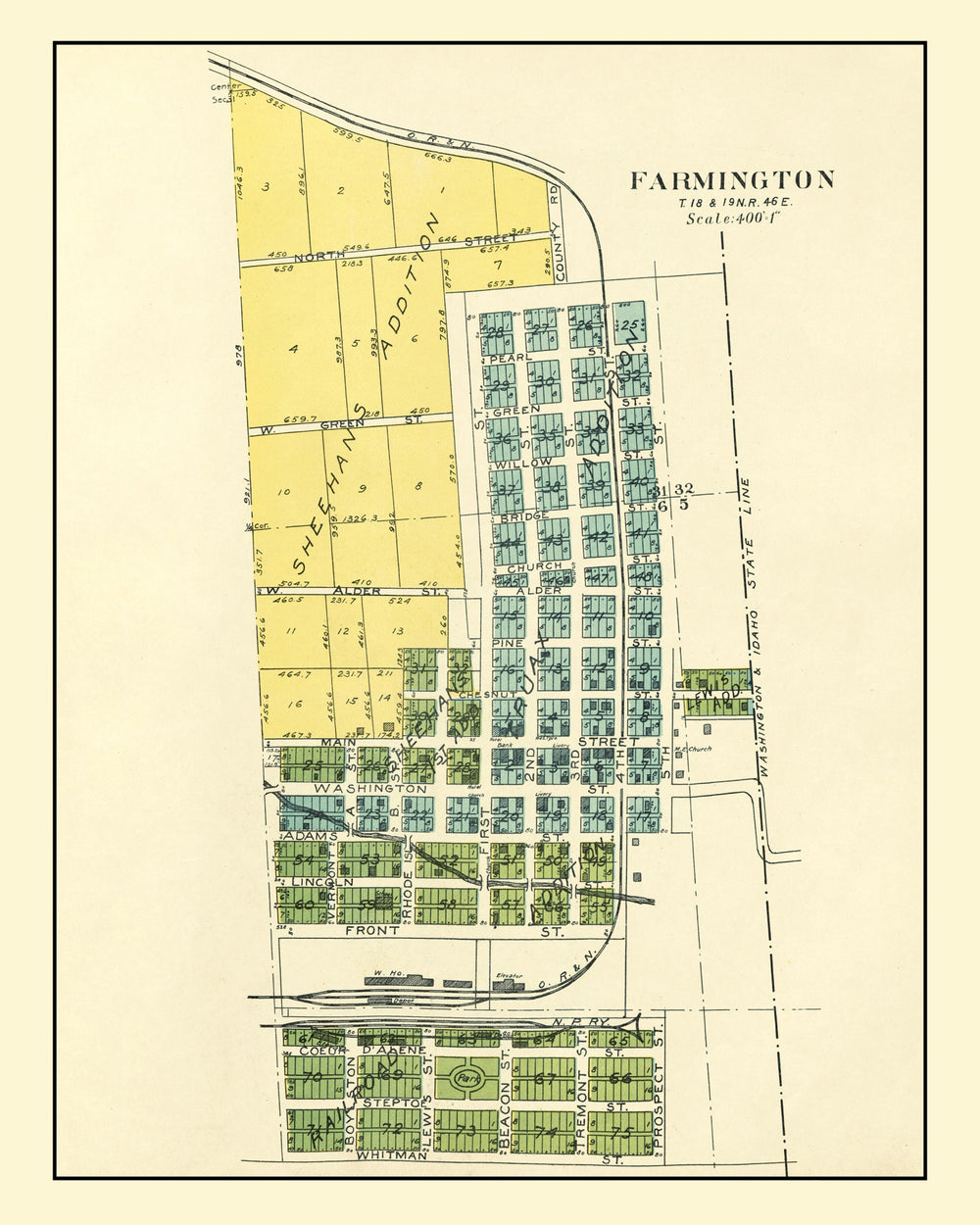 Vintage Map of Farmington, Washington 1910 print style example