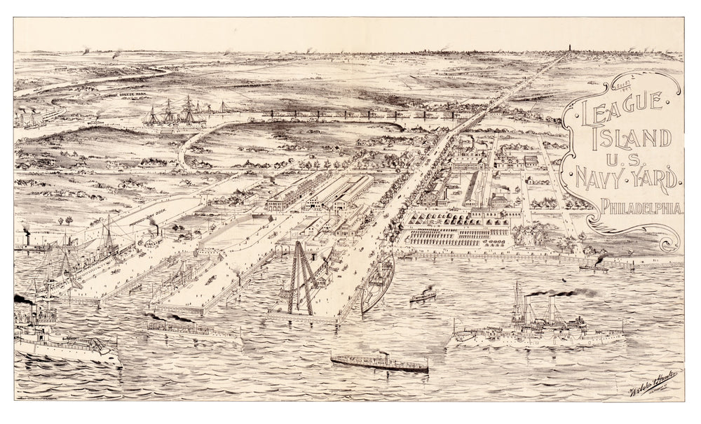 Vintage Map of Philadelphia, Pennsylvania 1897 print style example
