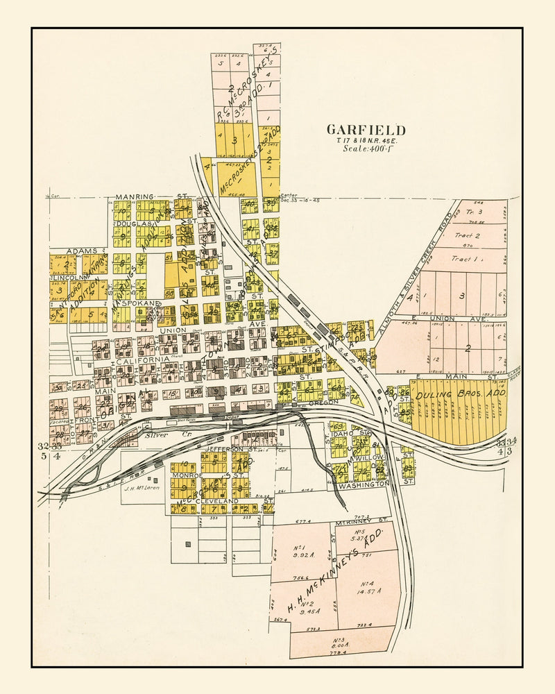Size comparison using Vintage Map of Garfield, Washington 1910