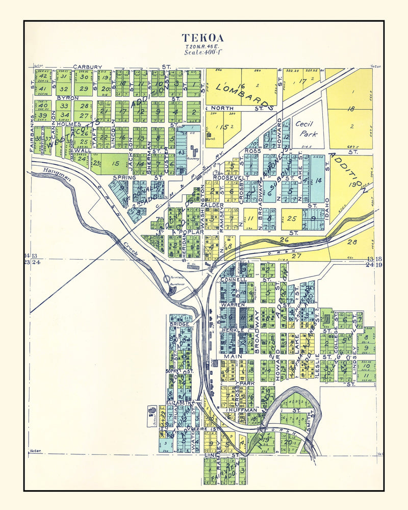 Size comparison using Vintage Map of Tekoa, Washington 1910