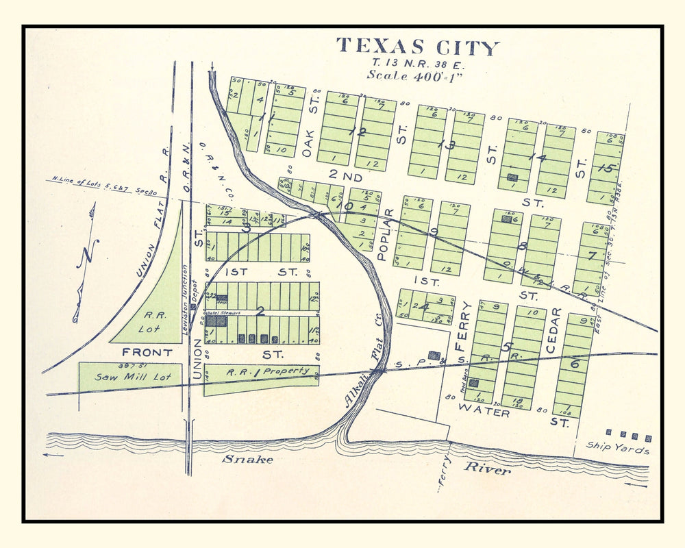 Vintage Map of Texas City, Washington 1910 print style example