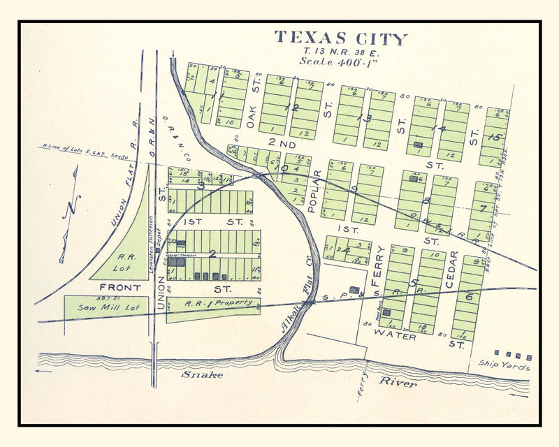 Size comparison using Vintage Map of Texas City, Washington 1910