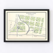 Texas City Vintage Map 1910