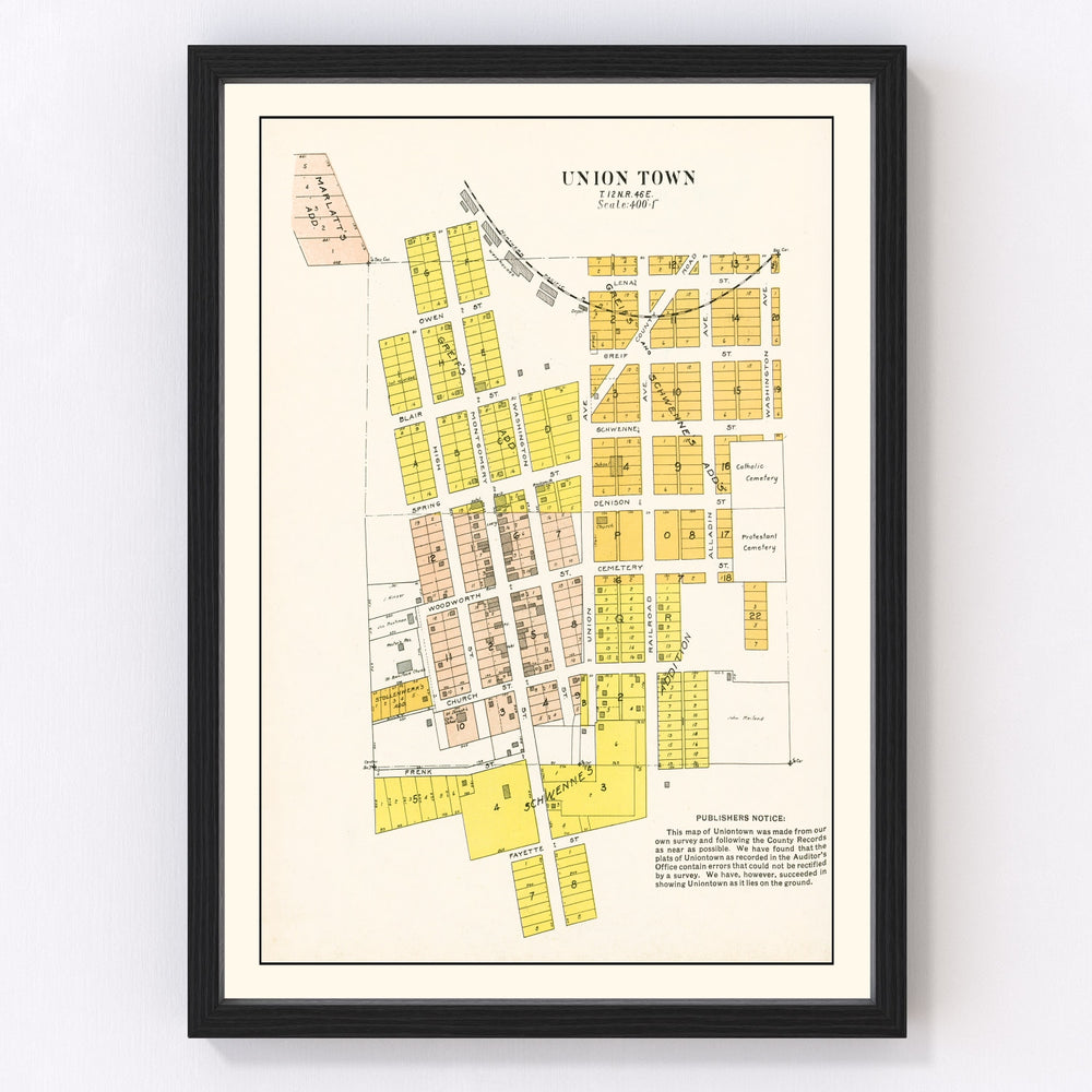 Union Town Vintage Map 1910