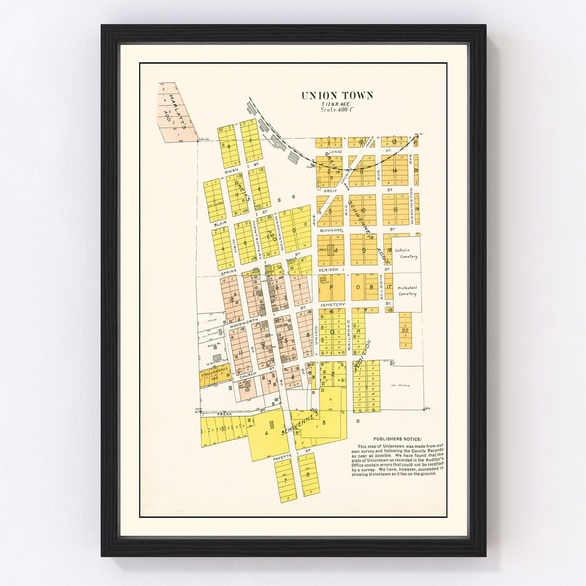 Union Town Vintage Map 1910